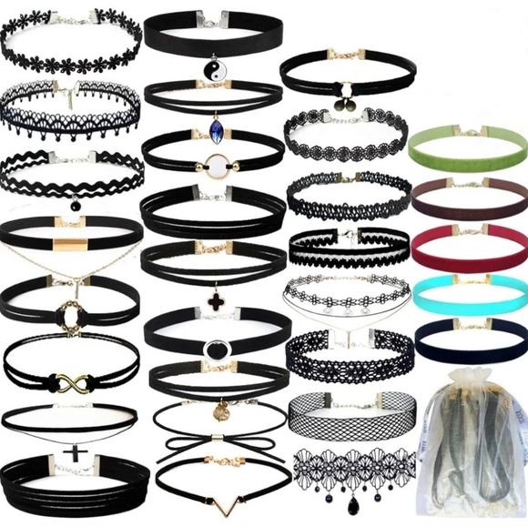 $25 -5 each MYSTERY BOX GRAB BAG each about 14 in long unclasped TATTOO CHOKER - Picture 4 of 5